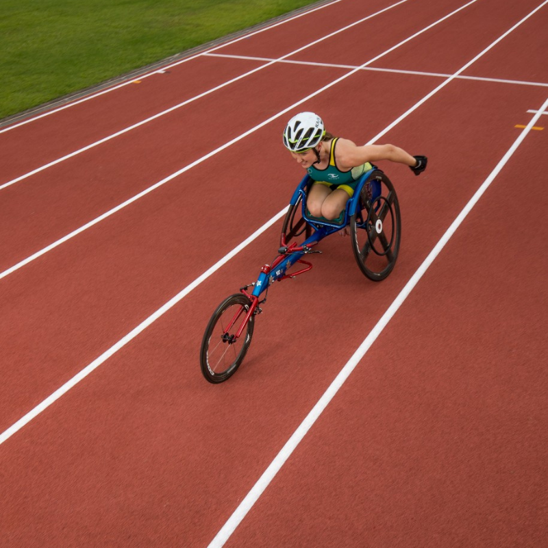 Wheelchair athlete on the track